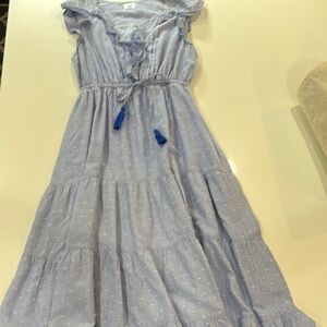 Blue Gray Empire Waist Sundress with Ruffles